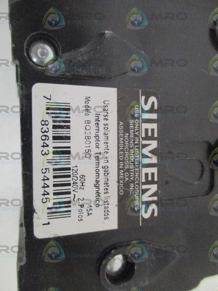 SIEMENS BQ2B015C CIRCUIT BREAKER 15A NSNP