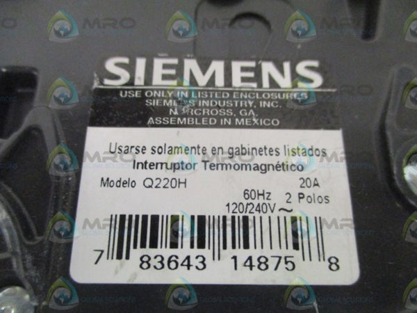 SIEMENS Q220H CIRCUIT BREAKER 20A (CRACKED/CHIPPED) NSNP
