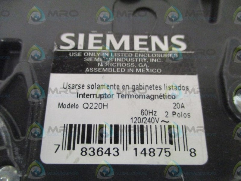 SIEMENS Q220H CIRCUIT BREAKER 20A (CRACKED/CHIPPED) NSNP