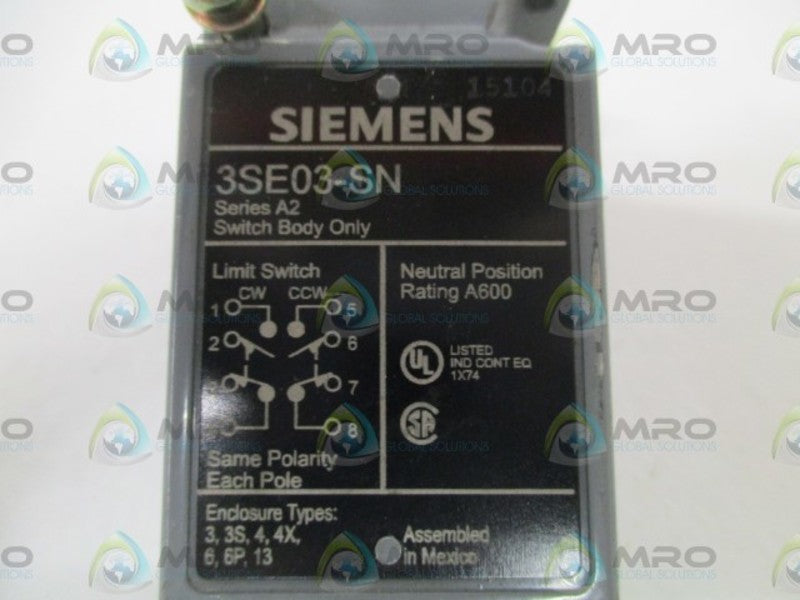 SIEMENS 3SE03-SN SER. A2 SWITCH BODY ONLY UNMP