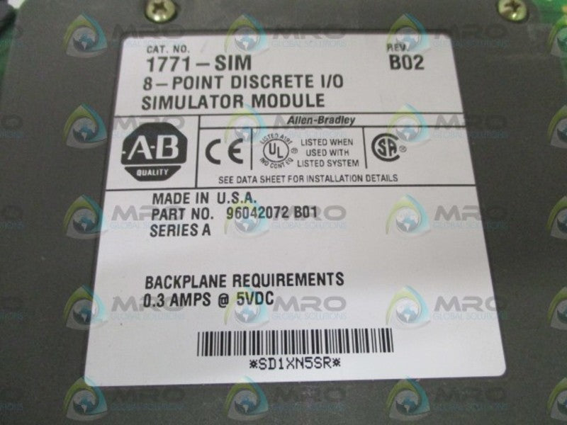 ALLEN BRADLEY 1771-SIM SER. A SIMULATOR MODULE  UNMP
