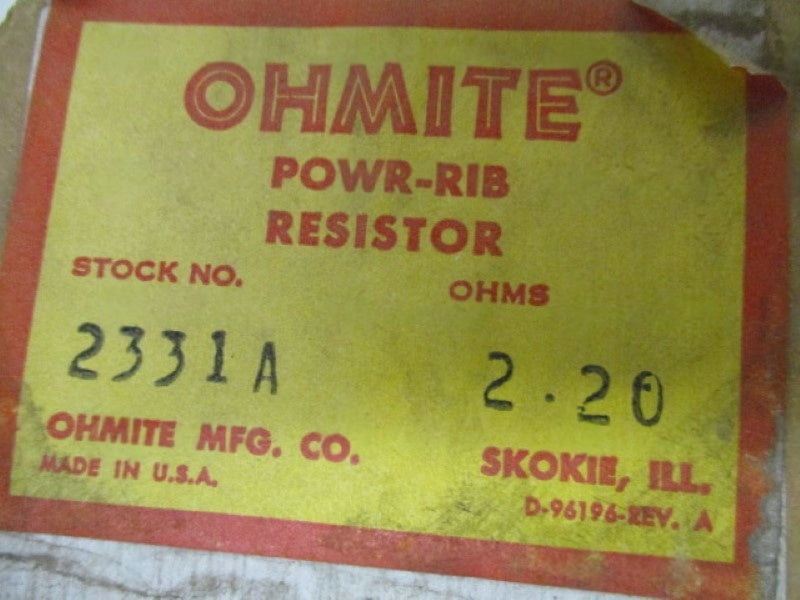 OHMITE 2331A POWR-RIB RESISTOR 2.20OHMS NSMP