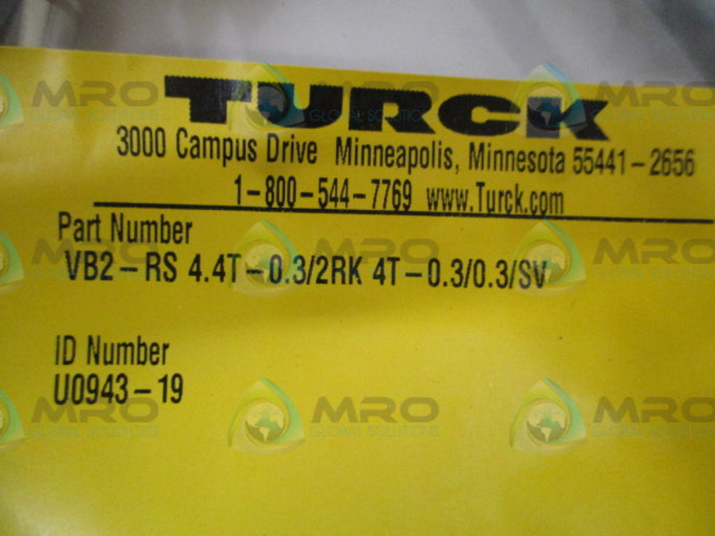 TURCK VB2-RS4.4T-0.3/2RK4T-0.3/0.3/SV CORDSET  NSMP