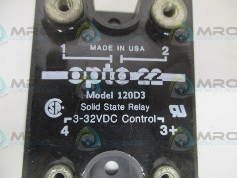 OPTO 22 120D3 SOLID STATE RELAY (MISSNG SCREWS) NSNP