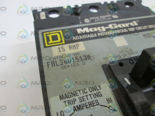 SQUARE D FAL3601513M CIRCUIT BREAKER 15A (GREY)(NO LUGS) UNMP