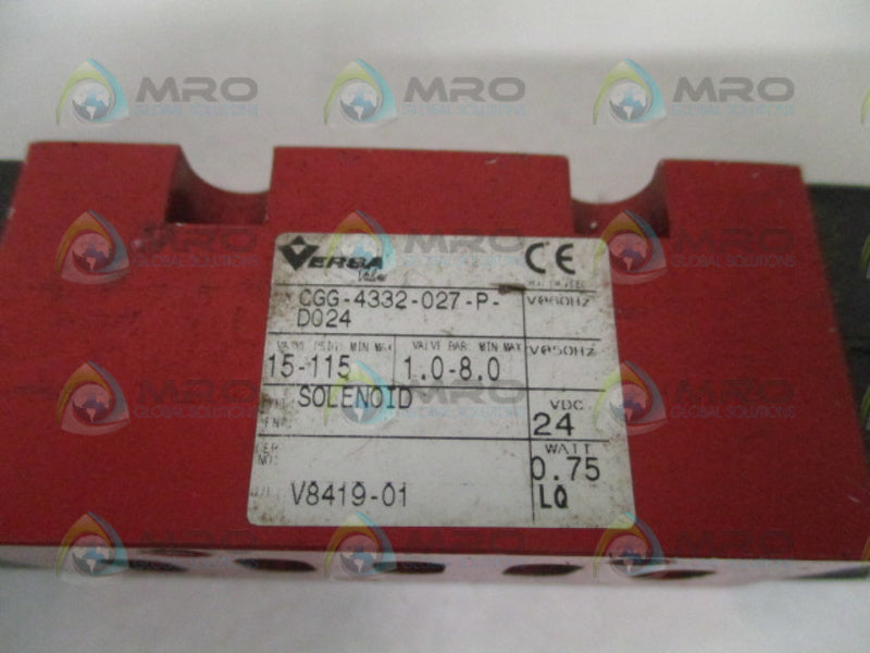VERSA CGG-4332-027-P-D024 PNEUMATIC DIRECTIONAL VALVE UNMP