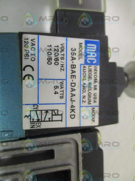 MAC 35A-BAE-DAAJ-4KD SOLENOID VALVE (MISSING ACCESSORIES) NSMP