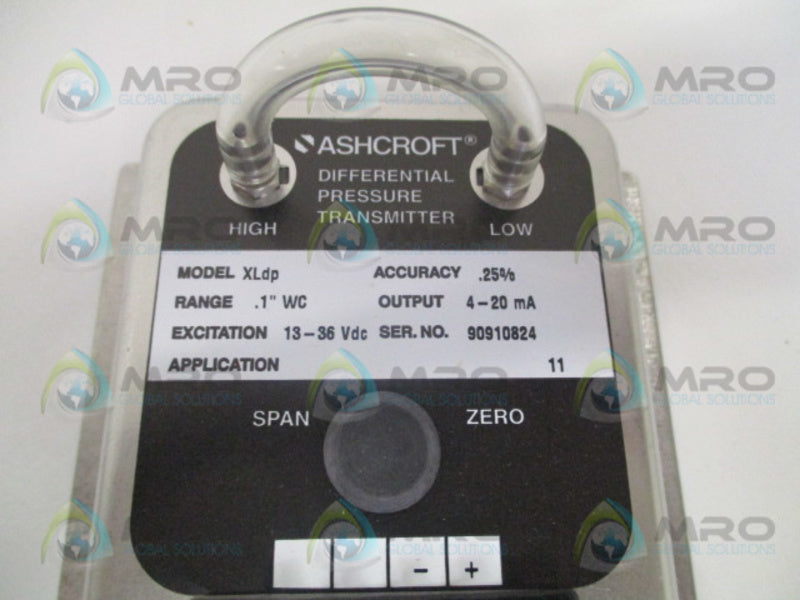 ASHCROFT XLdp XL-3-MB2-42-ST DIFF. PRESSURE TRANSMITTER .1" WC  NSMP