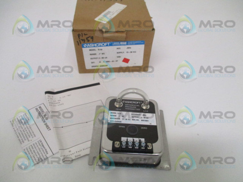 ASHCROFT XLdp XL-3-MB2-42-ST DIFF. PRESSURE TRANSMITTER .1" WC  NSMP