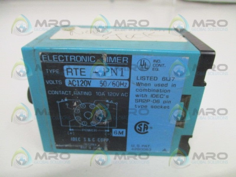 IDEC RTE-PN1 ELECTRONIC TIMER 0-10 SEC. 120VAC UNMP