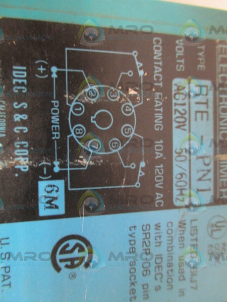 IDEC RTE-PN1 ELECTRONIC TIMER 0-10 SEC. 120VAC UNMP
