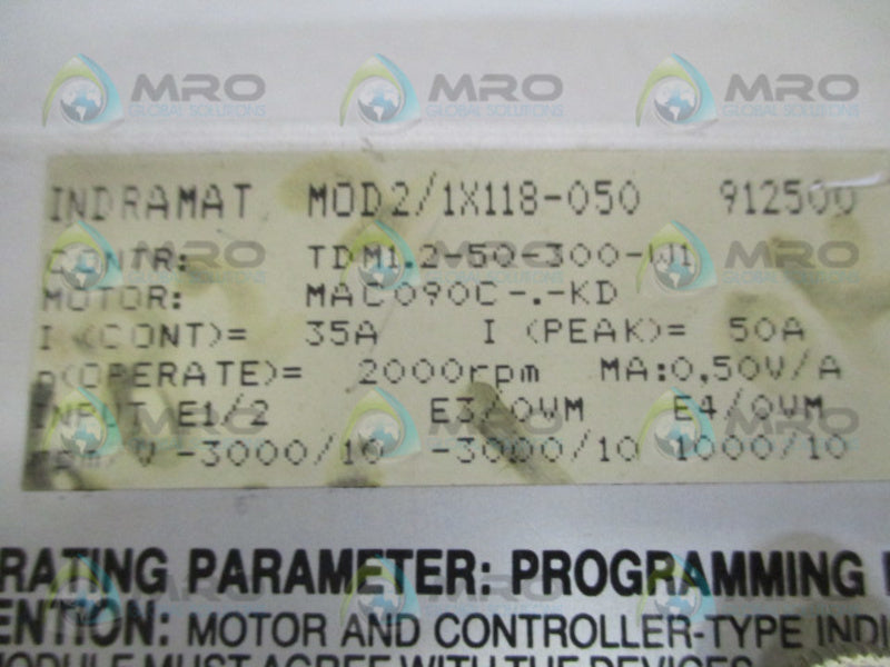 INDRAMAT MOD2/1X118-050 PROGRAMMING MODULE UNMP
