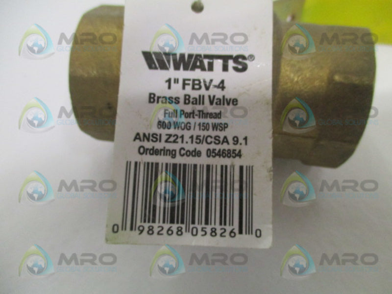 WATTS FVB-4 BRASS BALL VALVE 1" NSNP
