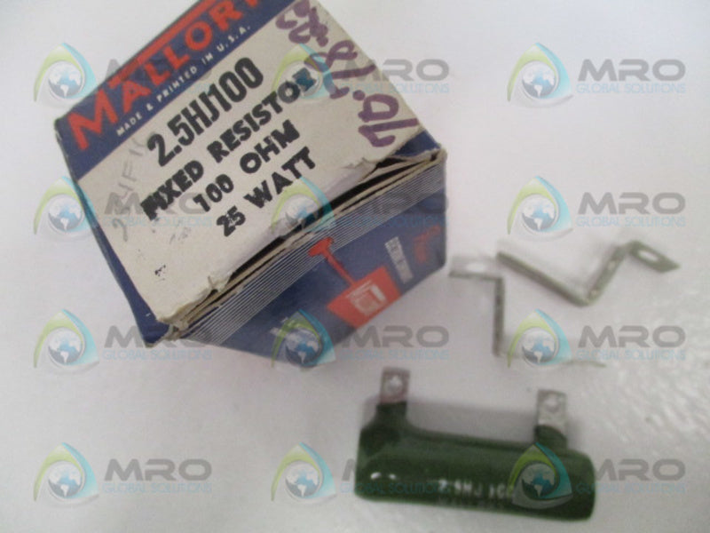MALLORY 2.5HJ100 ADJUSTABLE RESISTOR 100 OHMS NSMP