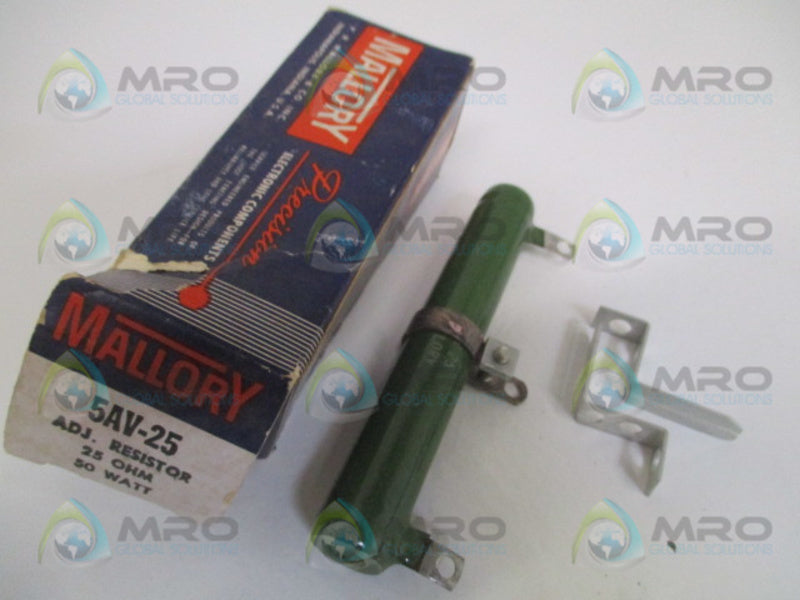 MALLORY 5AV-25 ADJUSTABLE RESISTOR 25 OHMS NSMP