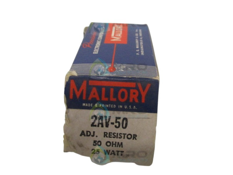 MALLORY 2AV-50 ADJUSTABLE RESISTOR 50 OHMS 25W NSMP
