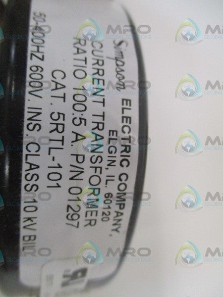 SIMPSON 5RTL-101 01297 CURRENT TRANSFOMER 600V RATIO 100:5 A NSMP