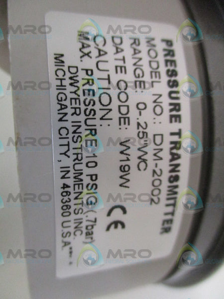 DWYER DM-2002 PRESSURE TRASMITTER 0-.25" WC  NSMP