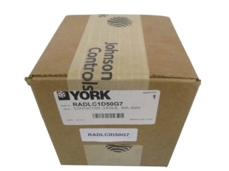 YORK RADLC1D50G7 CONTACTOR 3-POLE 50A 600V NSFS