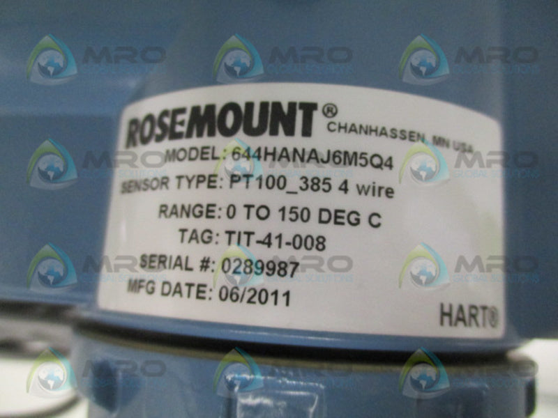 ROSEMOUNT 644HANAJ6M5Q4 TEMPERATURE TRANSMITTER UNMP