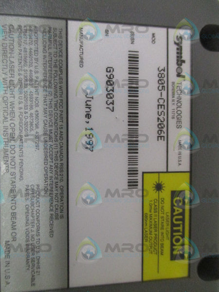 SYMBOL 3805-CES206E BARCODE SCANNER HAND HELD NSMP