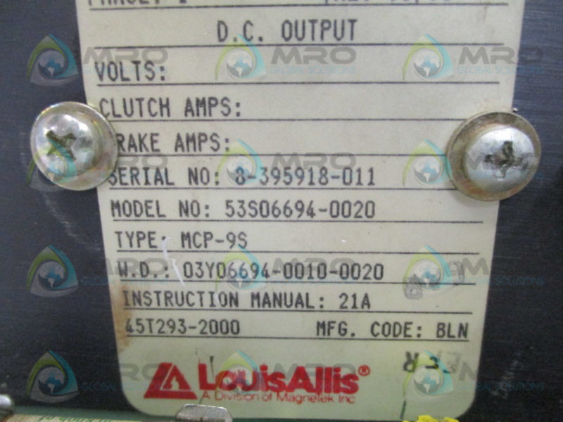 LOUISALLIS 53S06694-0020 CLUTH/BRAKE REGULATOR BOARD UNMP