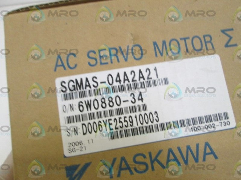 YASKAWA AC SERVO MOTOR SGMAS-04A2A21 NSMP