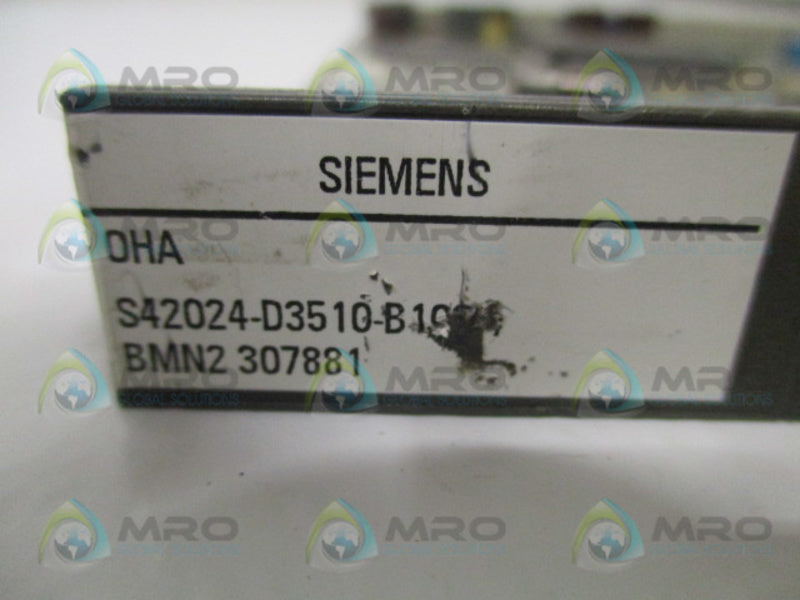 SIEMENS S42024-D3510-B103-4 OHA PROCESS CONTROL BOARD UNMP