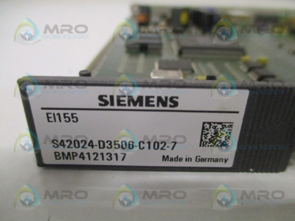 SIEMENS S42024-D3506-C102-7 EI155 PROCESS CONTROL BOARD UNMP