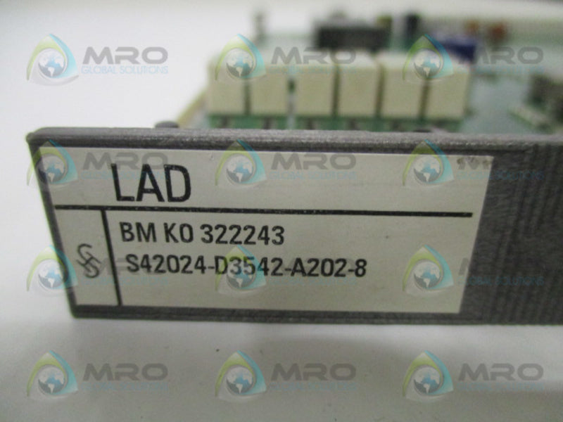 SIEMENS S42024-D3542-A202-8 LAD PROCESS CONTROL BOARD UNMP
