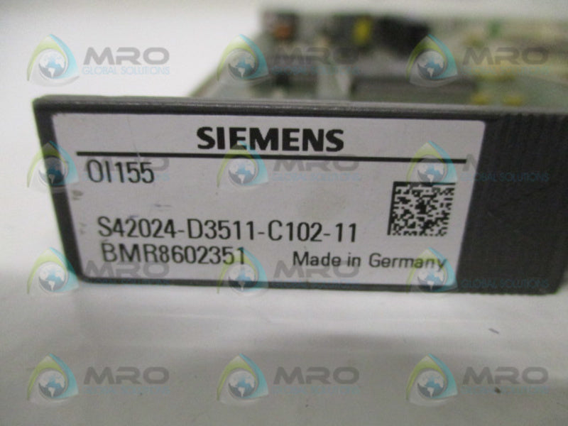 SIEMENS S42024-D3511-C102-11 OI155 PROCESS CONTROL BOARD UNMP