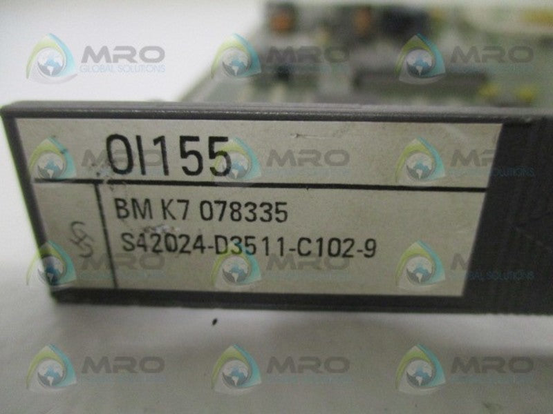 SIEMENS S42024-D3511-C102-9 OI155 PROCESS CONTROL BOARD  UNMP