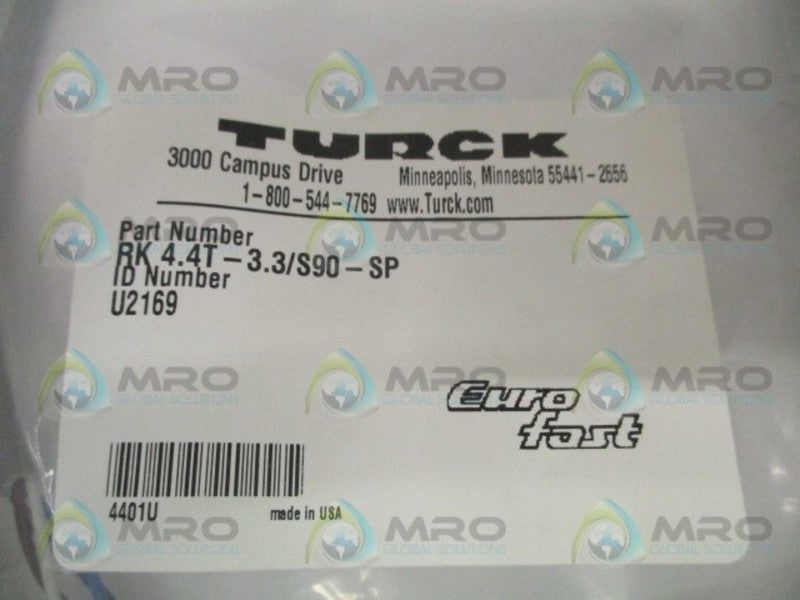 TURCK RK4.4T-3.3/S90-SP MOLDED CORDSET NSMP