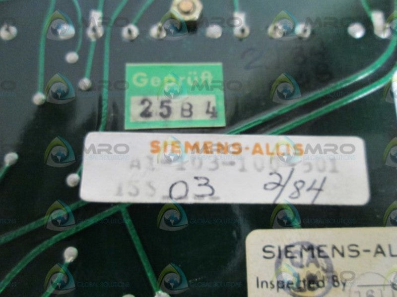 SIEMENS CONTROL BOARD A1-103-100-501 UNMP