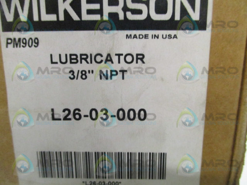 WILKERSON L26-03-000 LUBRICATOR 3/8" (MISSING GLASS) NSMP
