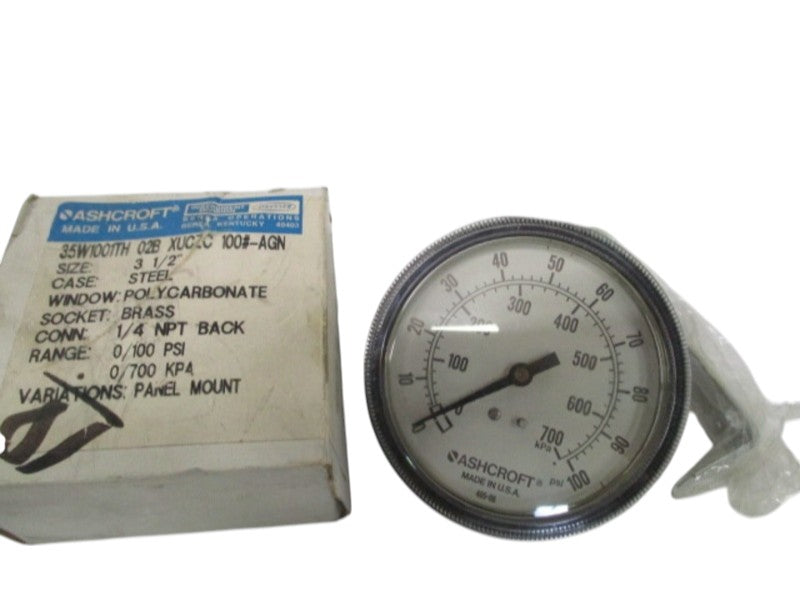 ASHCROFT 35W1001TH02BXUCZC-100#-AGN GAUGE 0-100 PSI 0-700 KPA  NSMP