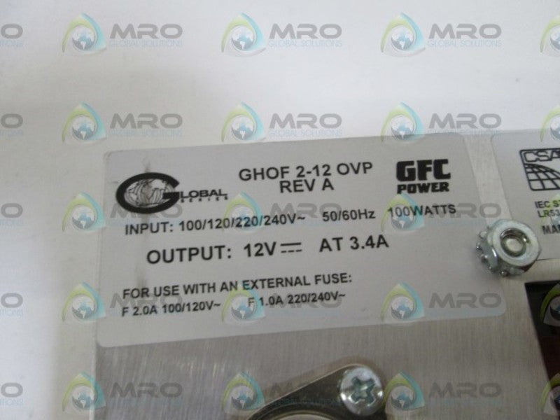 GLOBAL POWER SUPPLY GHOF2-12 OVP NSMP