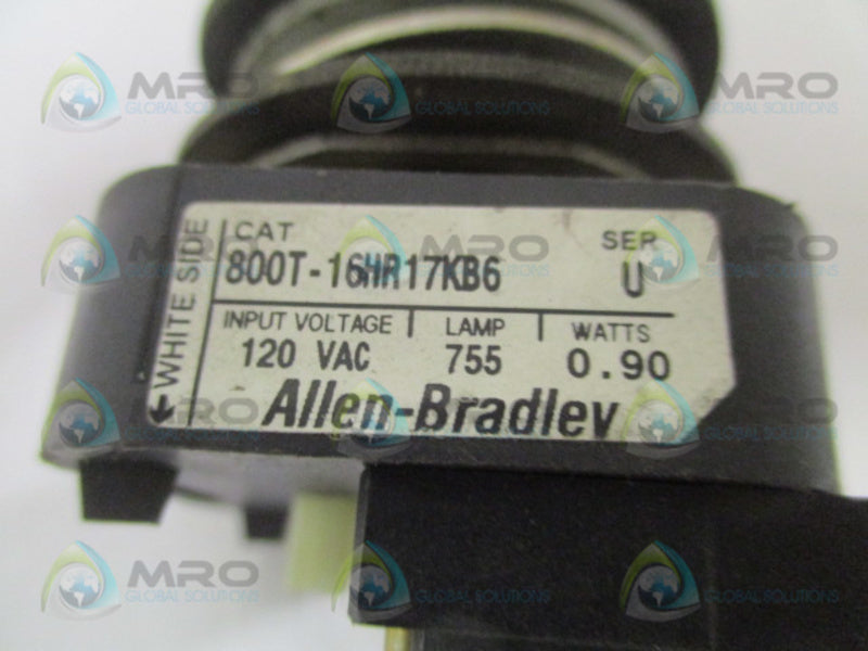 ALLEN BRADLEY 800T-16HR17KB6 SER. U SELECTOR SWITCH  UNMP