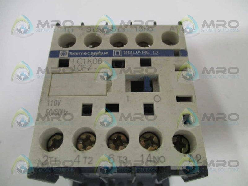 TELEMECANIQUE LC1K0610F7 CONTACTOR 110V UNMP