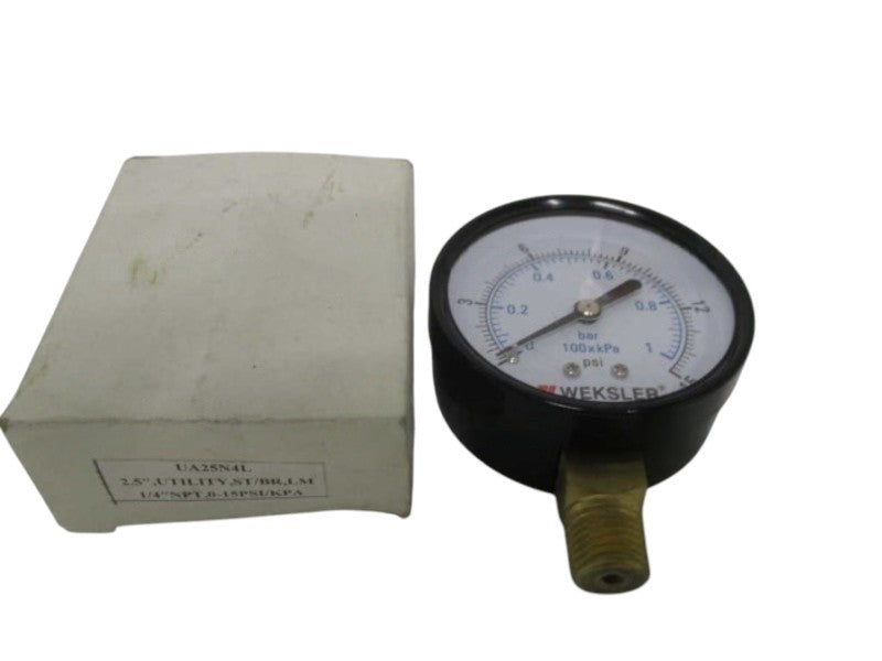WEKSLER UA25N4L PRESSURE GAUGE 0-15 PSI 0-1 BAR  NSMP