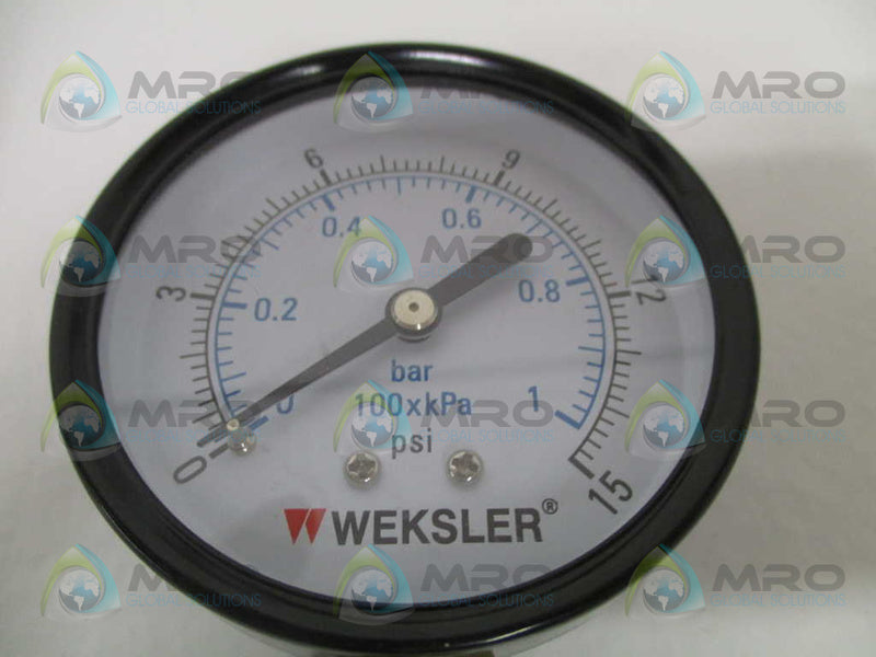WEKSLER UA25N4L PRESSURE GAUGE 0-15 PSI 0-1 BAR  NSMP