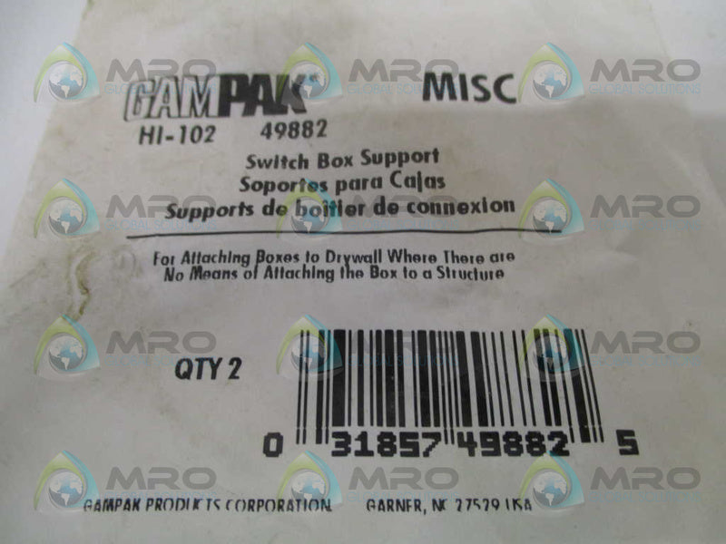 GAMPAK HI-102 SWITCH BOX SUPPORT (PKG OF 2) NSMP