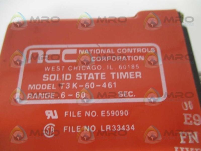 NCC T3K-60-461 SOLID STATE TIMER .6-60 SEC. 120V UNMP
