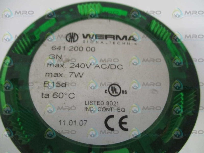 WERMA 64120000 GREEN STACK LIGHT (NO BULB) UNMP