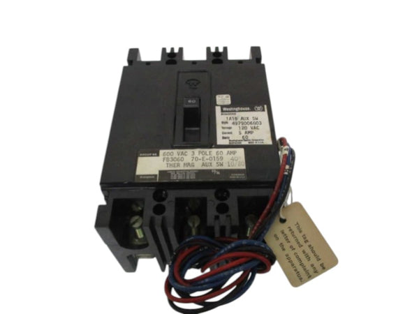 WESTINGHOUSE FB3060 CIRCUIT BREAKER 60A w/ 1A1B AUX SWITCH UNMP