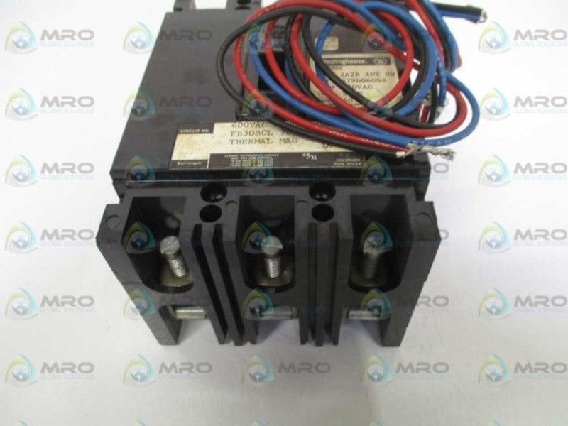 WESTINGHOUSE FB3080L CIRCUIT BREAKER 80A w/ 2A2B AUX SWITCH NSNP
