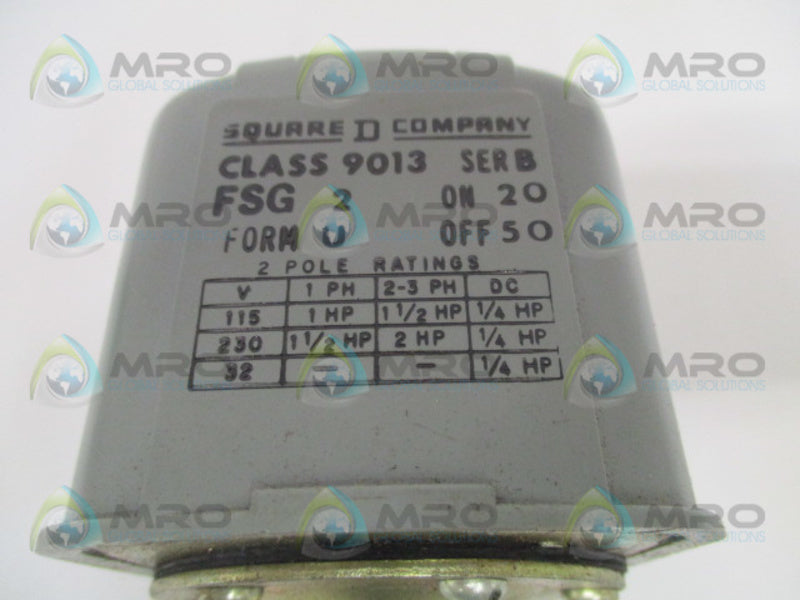 SQUARE D 9013-FSG2 PRESSURE SWITCH UNMP