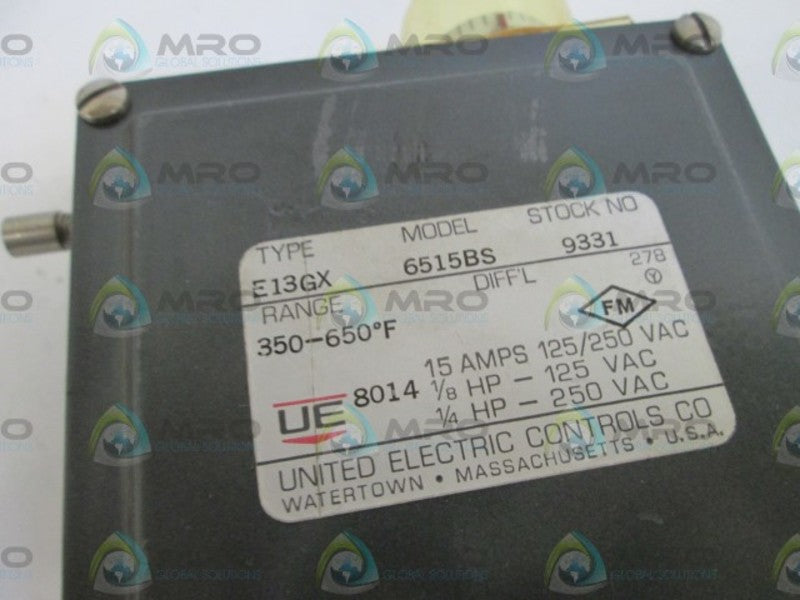 UNITED ELECTRIC HIGH TEMP RANGE CONTROLLER E13GX UNMP