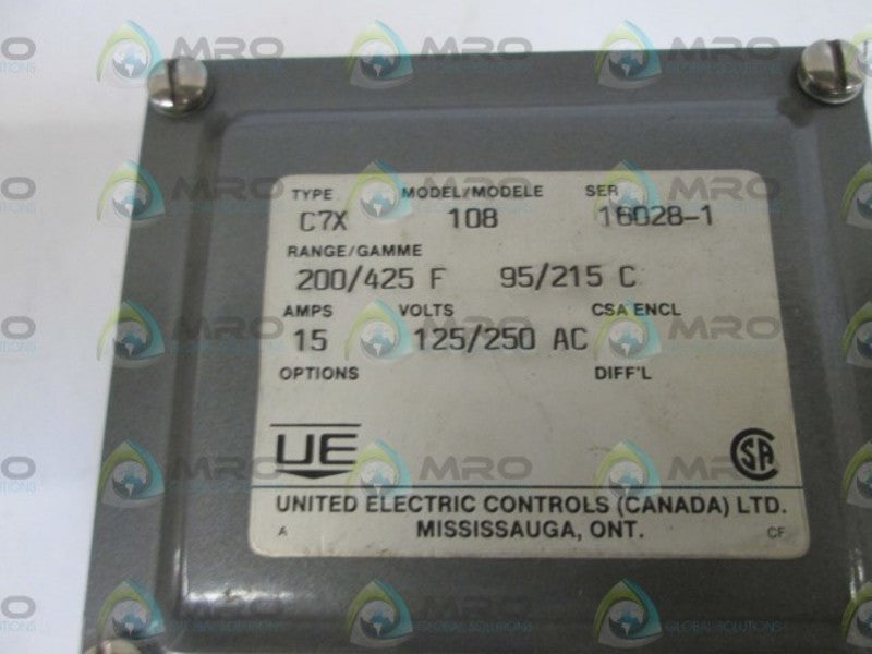 UNITED ELECTRIC TEMPERATURE CONTROLLER 200/425F  C7X-108 NSNP