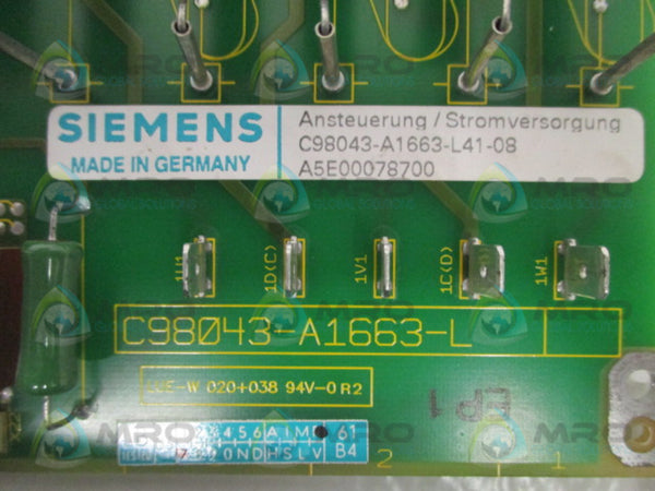 SIEMENS C98043-A1663-L41-08 POWER DRIVE BOARD UNMP